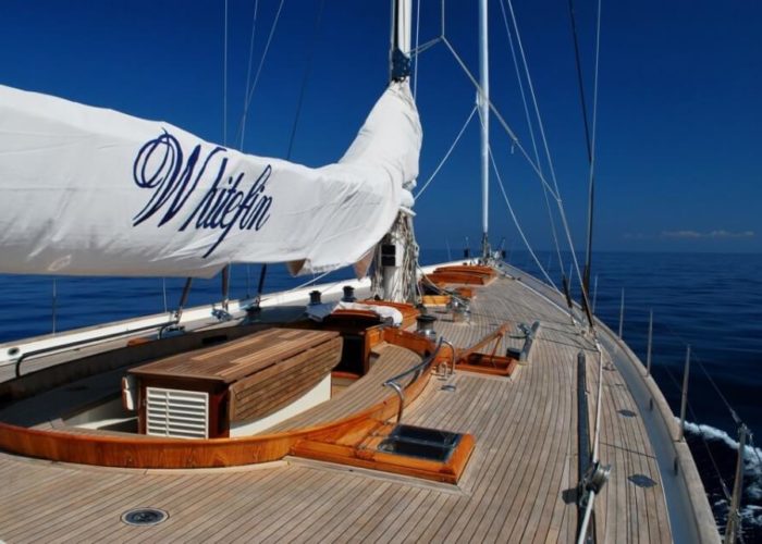 Classic Sailing Yacht Whitefin Foredeck