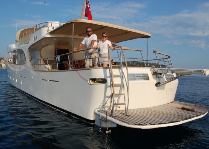 motor yacht Conquest captain and stewardess