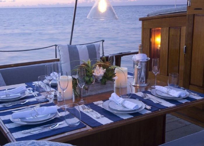 Classic Sailing Yacht Eros Dining On Deck