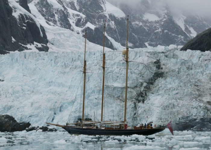 Classic Sailing Yacht Shenandoah Of Sark Anchored In The Arctic