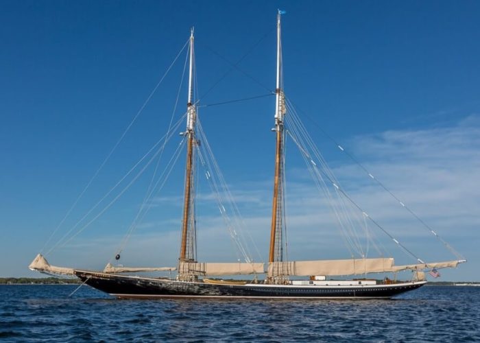 Classic Sailing Yacht Columbia At Anchor