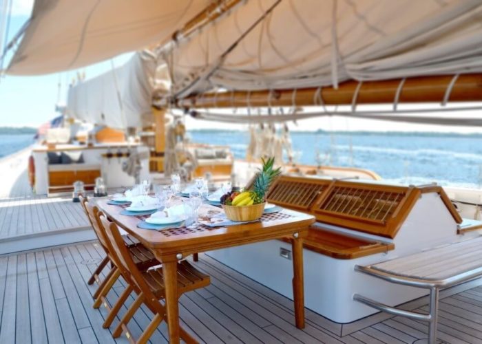 Classic Sailing Yacht Columbia On Deck Dining