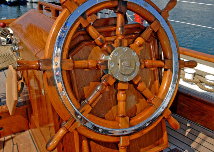 Classic Sailing Yacht Halcyon Wheel