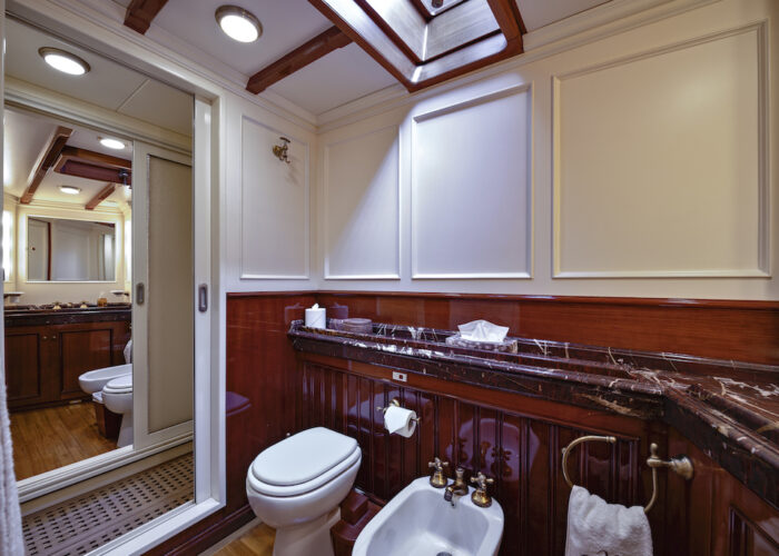 Yacht invader adjoining bathroom and shower